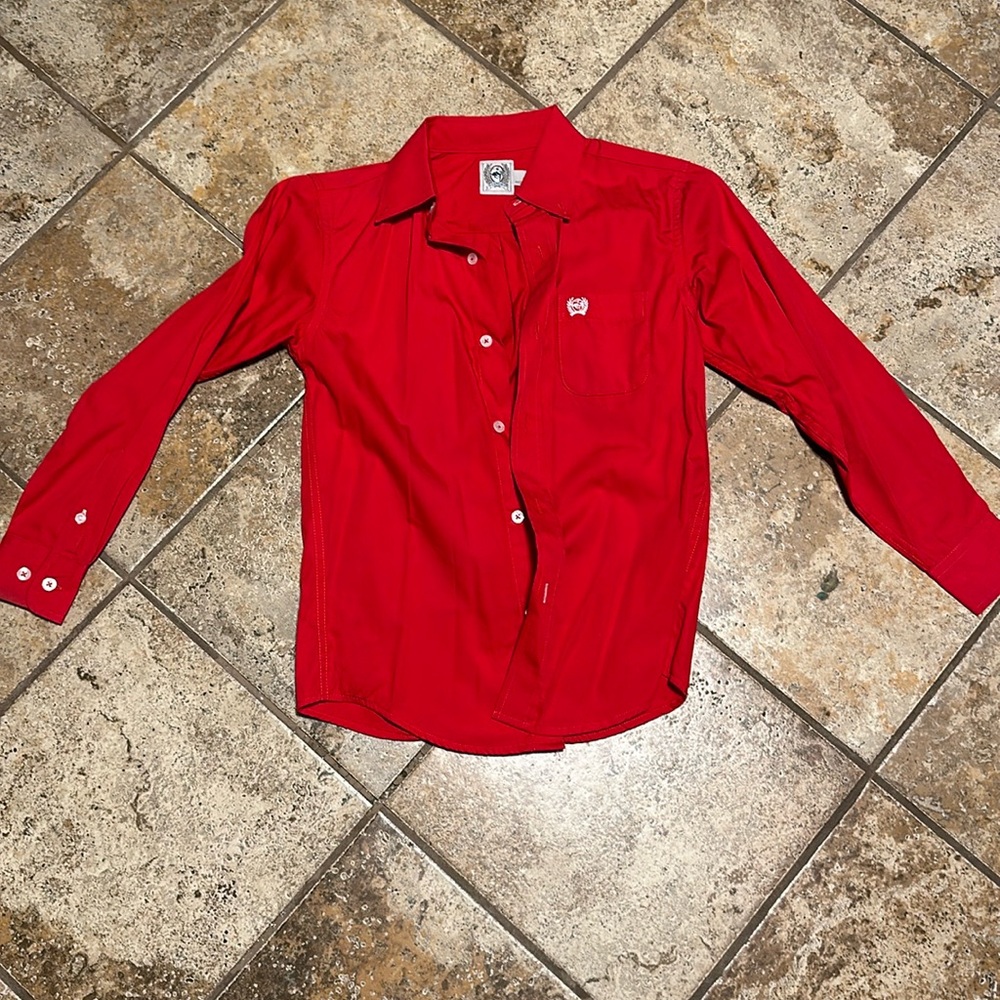 Red cinch youth button up
